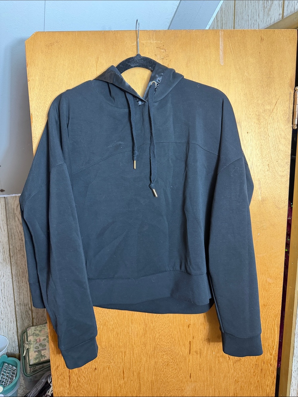 ESQUALO Black Hooded Pullover Sweatshirt